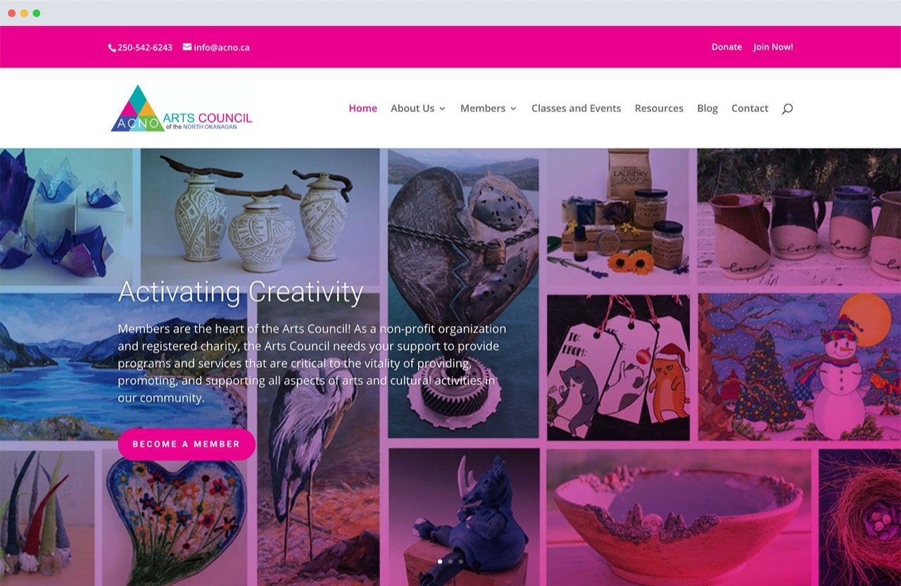 to Our Brand New Website! Arts Council of the North Okanagan