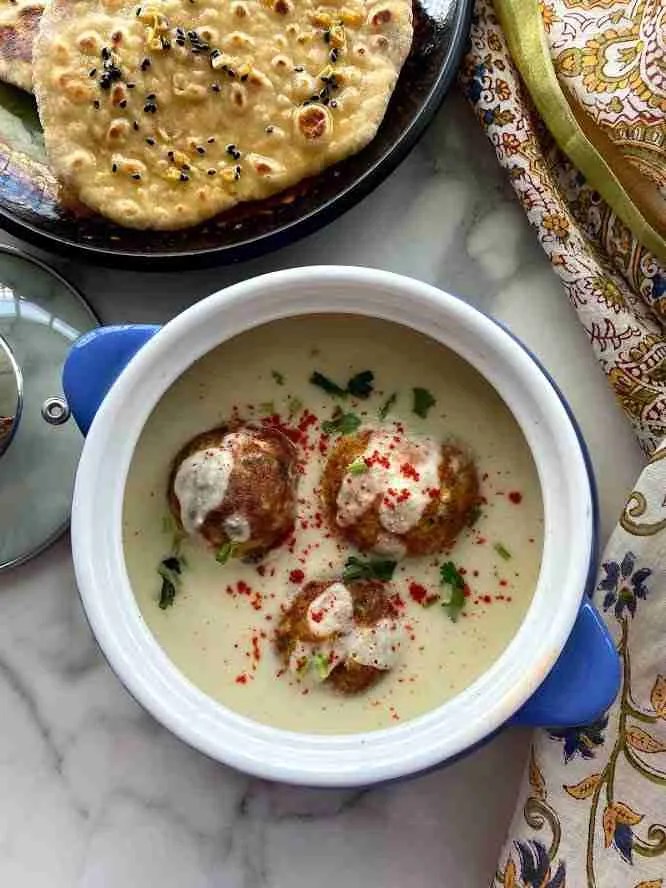 Healthy malai kofta in a creamy white gravy without cream A Cook Within