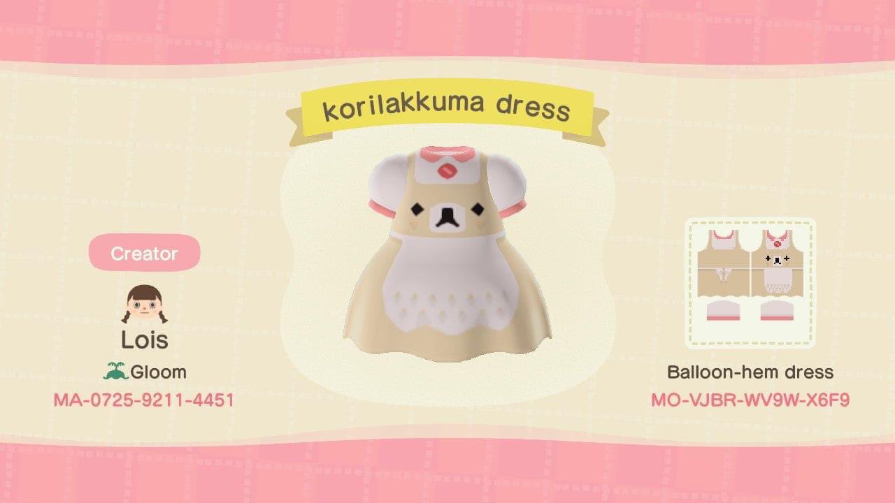 Rilakkuma Bear Dresses Animal Crossing Pattern Gallery & Custom Designs