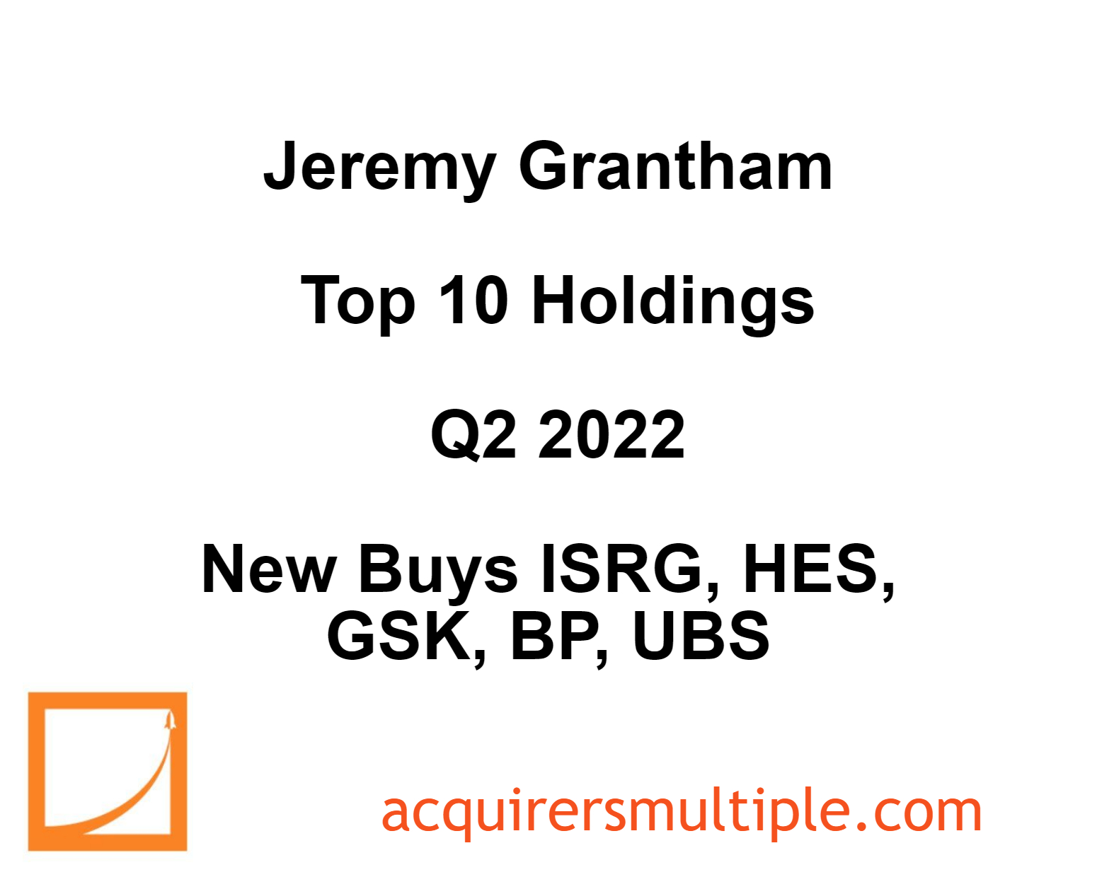Jeremy Grantham Top 10 Holdings Q2 2022 New Buys ISRG, HES, GSK