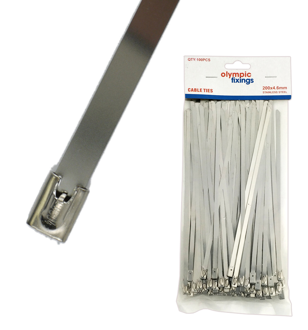 Acrelane Timber. 080185010 200mm x 4.6mm stainless steel cable ties