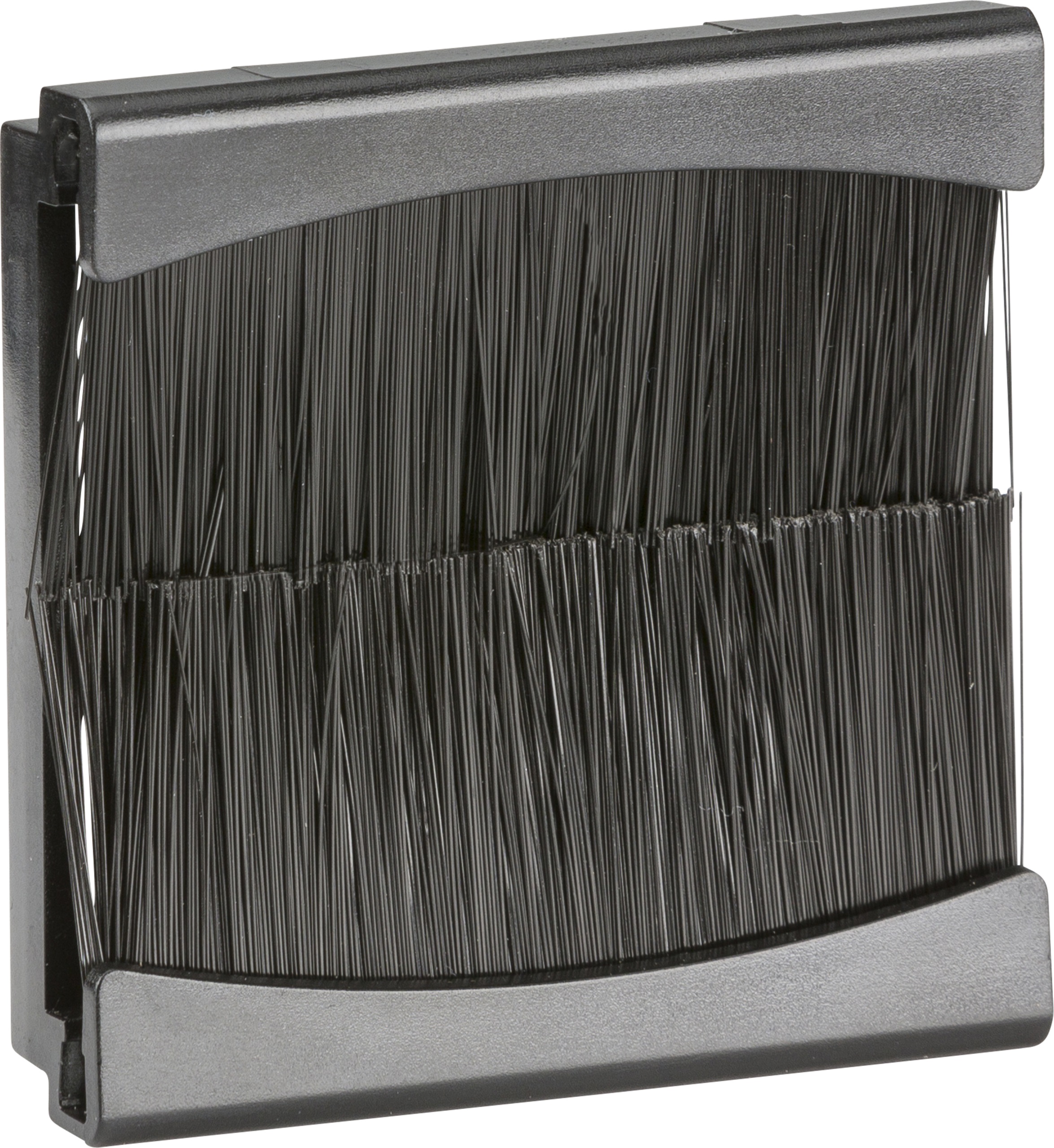 Acrelane Timber. 2 GANG BRUSH PLATE GRID BLACK EURO ML ACC