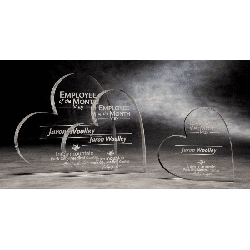 MPH05 Acrylic Mini Paperweight Heart Award Acrylic Warehouse