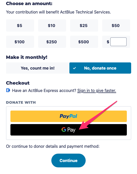 How do I use Google Pay to donate? ActBlue Support