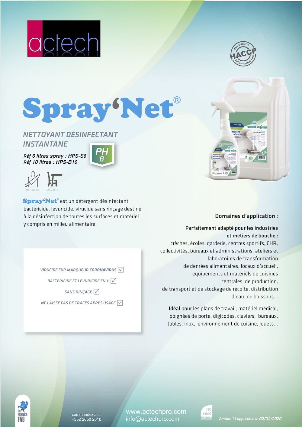 Actechpro Nettoyant désinfectant
