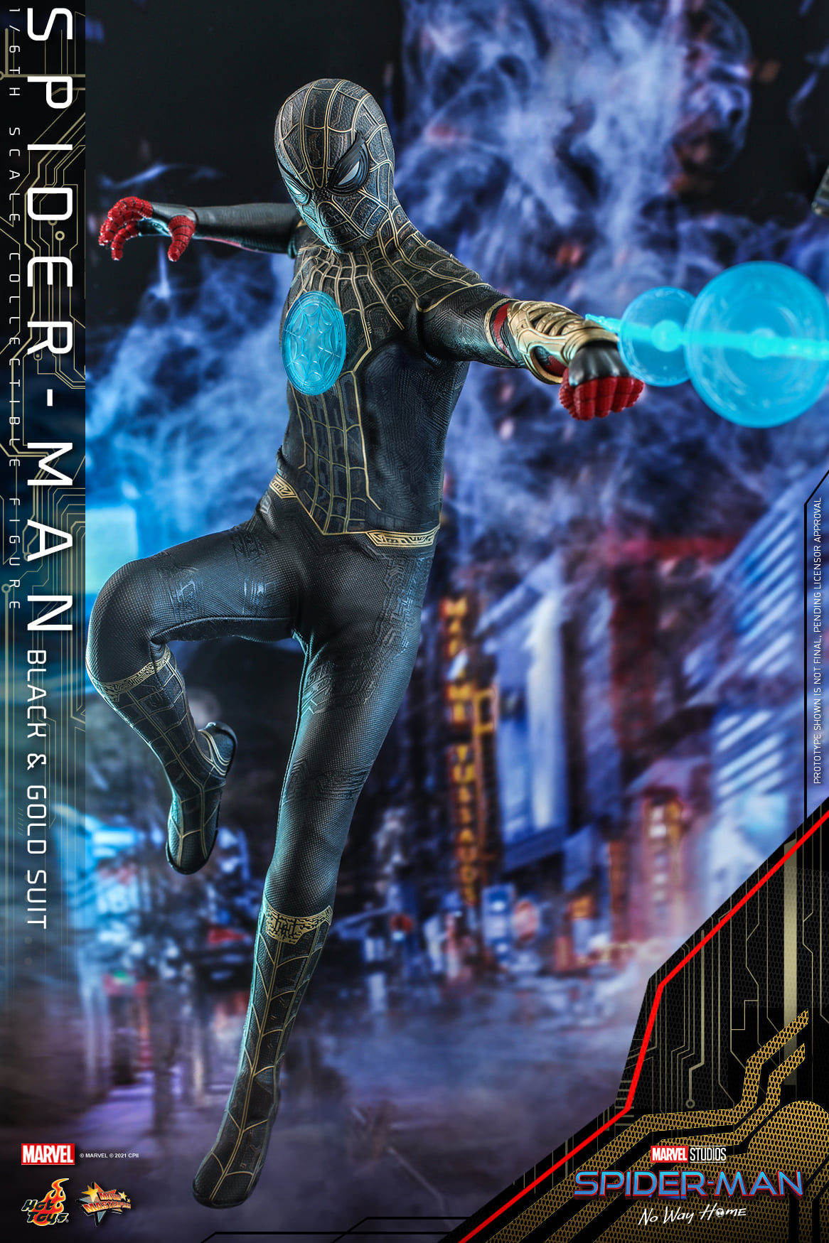 Hot Toys SpiderMan Black & Gold Suit (SpiderMan No Way Home)