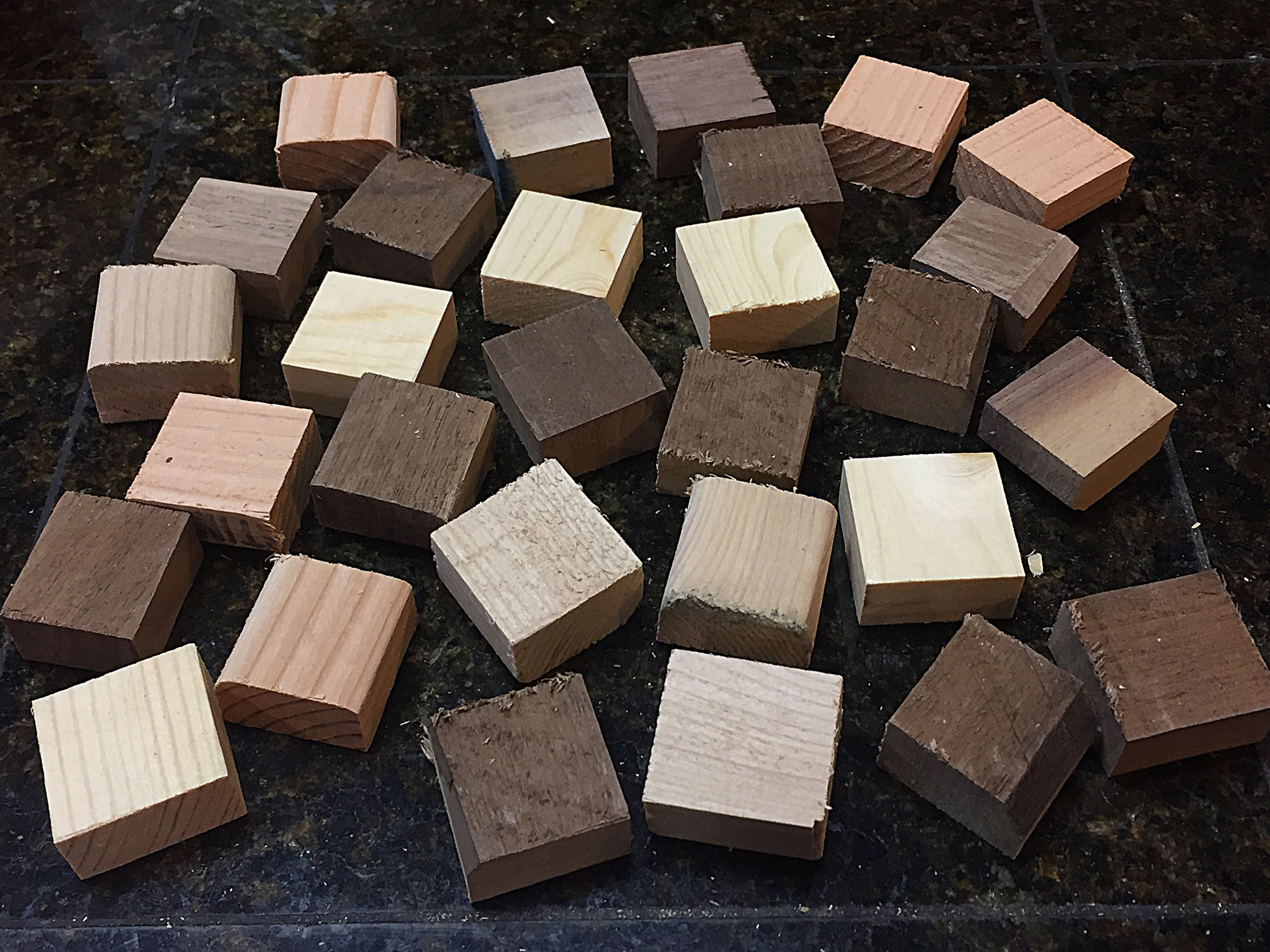 Wood Blocks, Flat Squares, 11/2″ x 11/2″ x 3/4” Thick, Set of 12