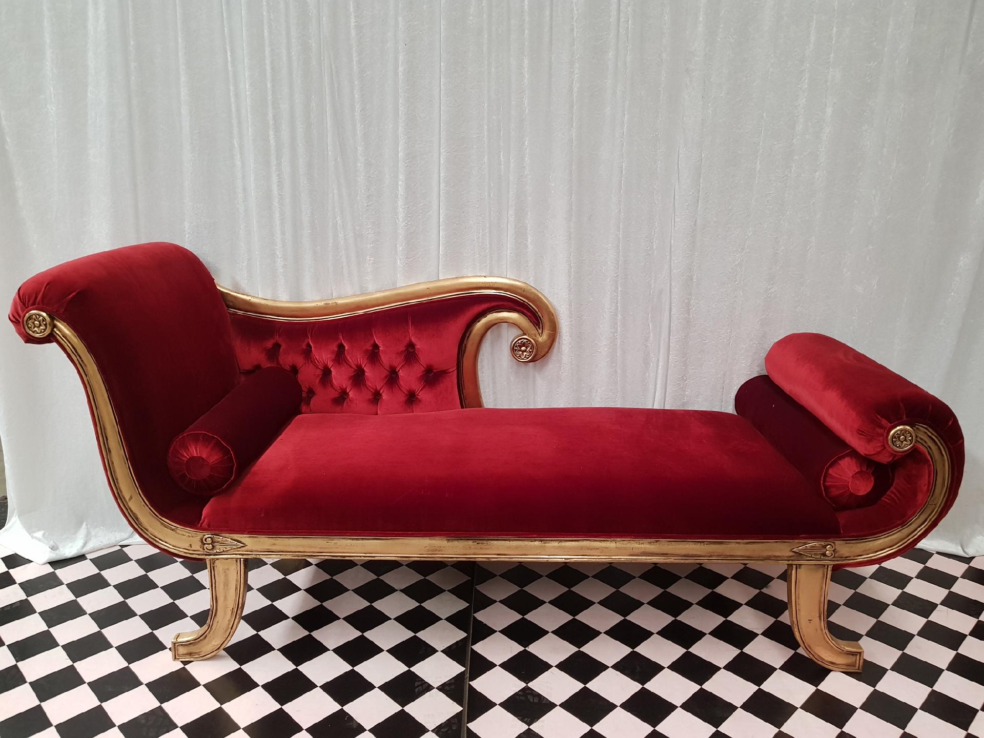 Red Velvet Chaise Action Events