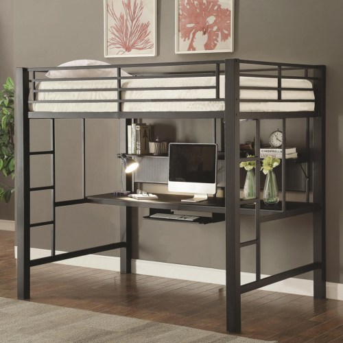 COASTER LOFT BUNK BED WITH WORK STATION Action Futons