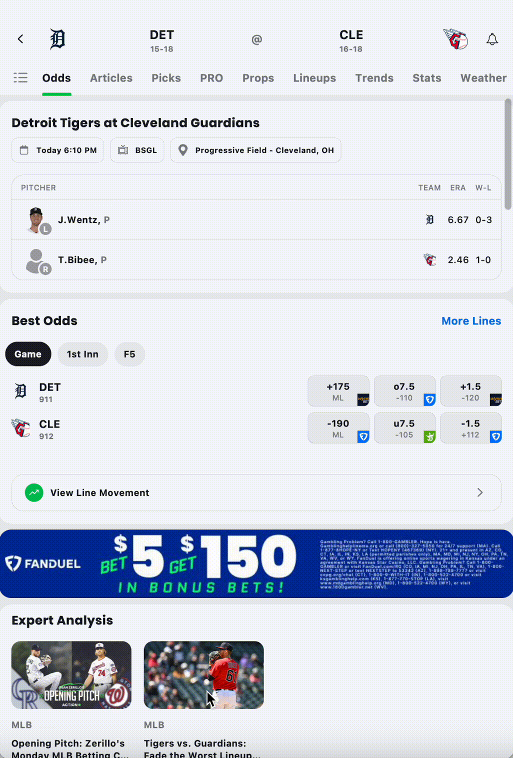 Matchup PRO Report Action Network