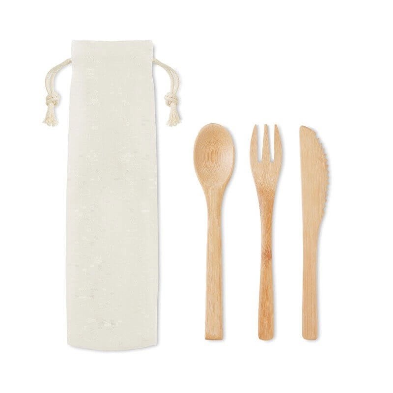 Branded & Promotional Bamboo Cutlery Set Action Promote