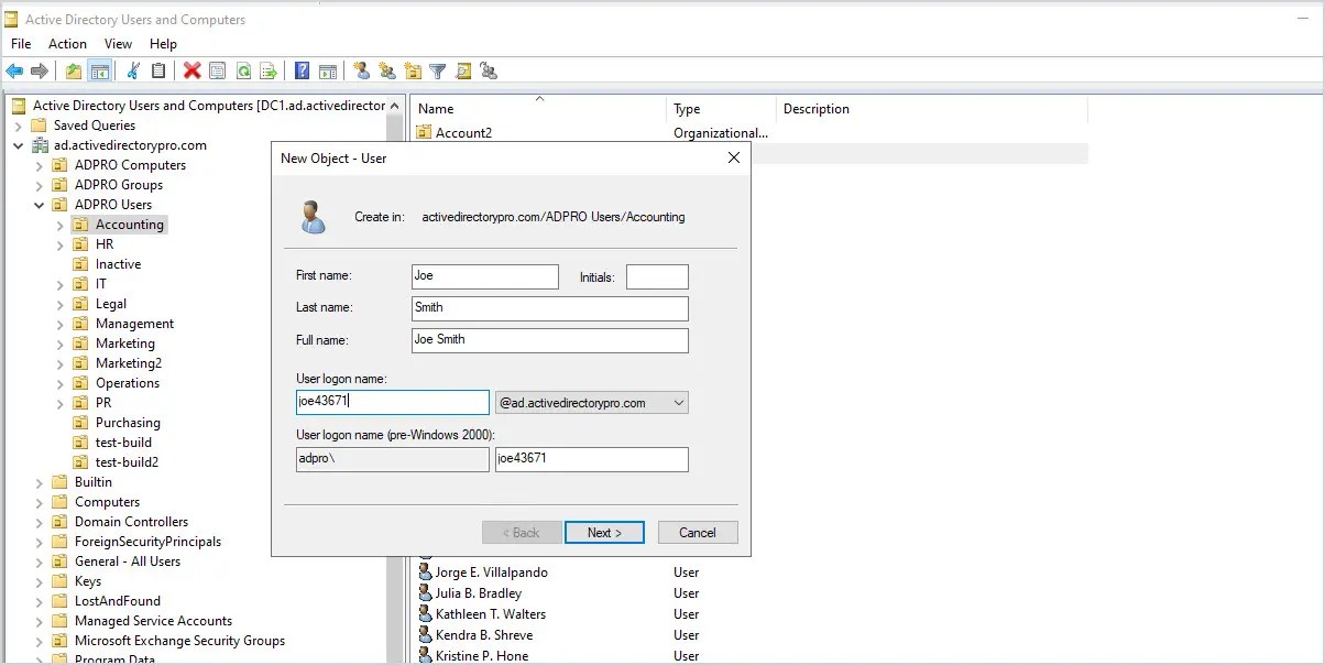 How to Create a New Active Directory User Account Active Directory Pro