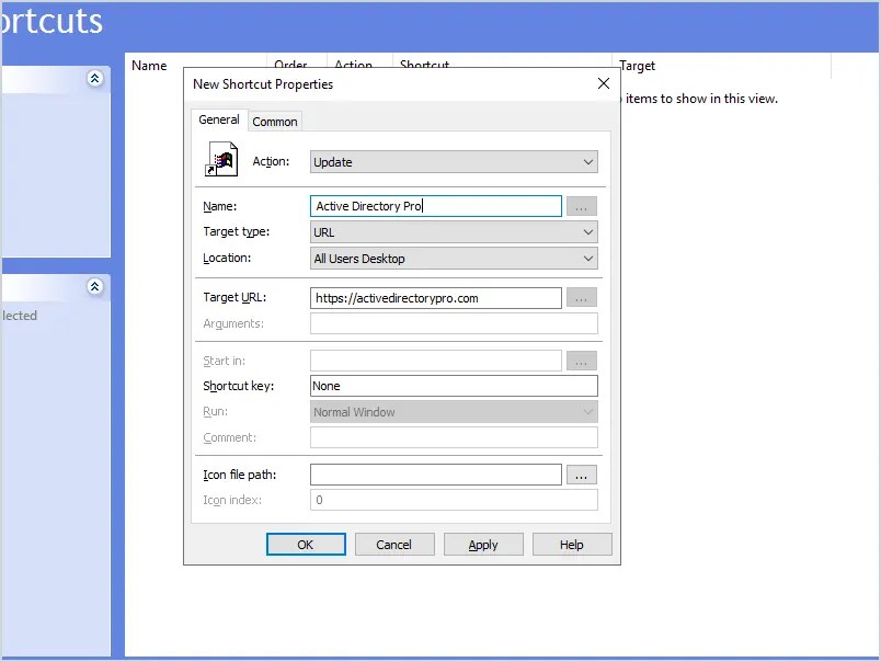Group Policy Desktop Shortcuts Active Directory Pro