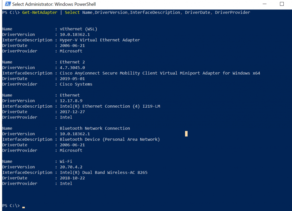 How to Get Network Adapter Driver Version Using PowerShell Active