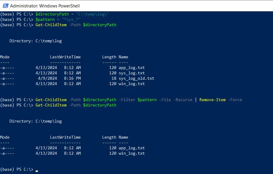 How to Delete Files Matching Pattern in PowerShell Active Directory Tools