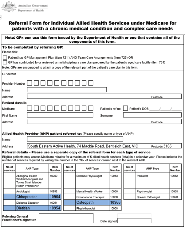 Medicare Rebates Chronic Disease Management Plan Active Health