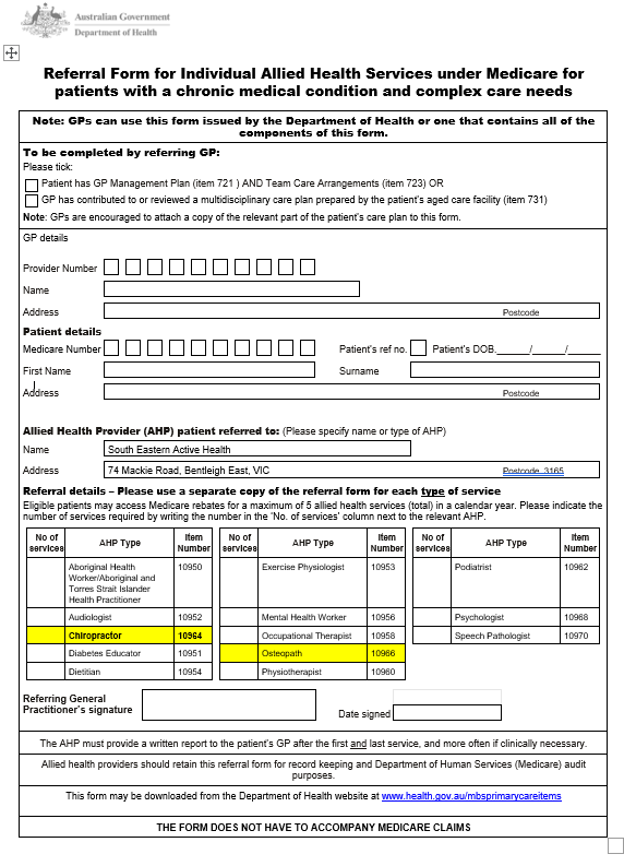 Medicare Rebates for Chiro and Osteo Active Health