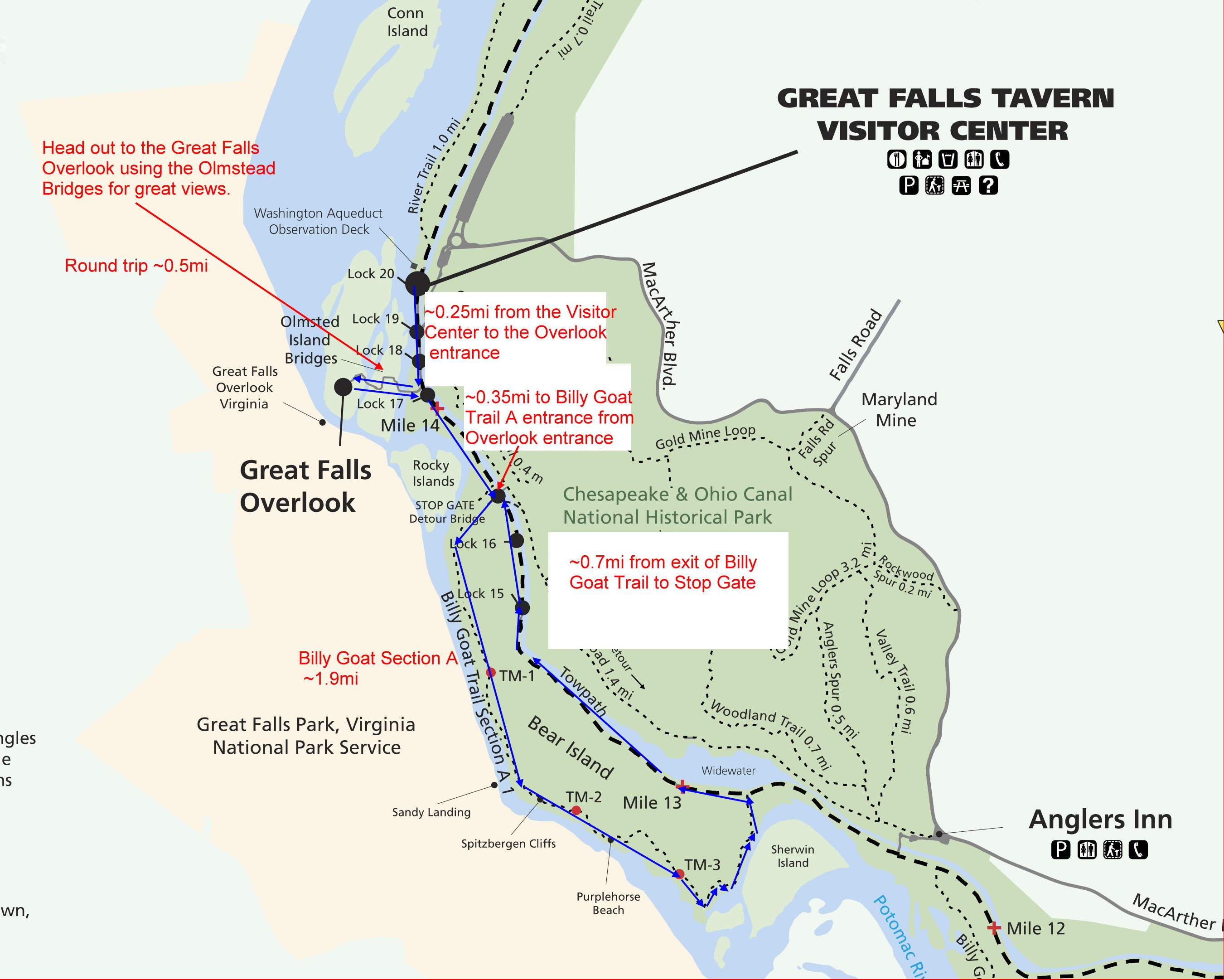 Billy Goat Trail Map Active Life DC Billy Goat Trail A (C & O Canal National Historic Park)