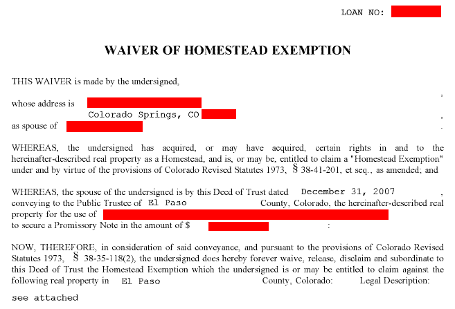 Waiver of Homestead Why am I signing this?