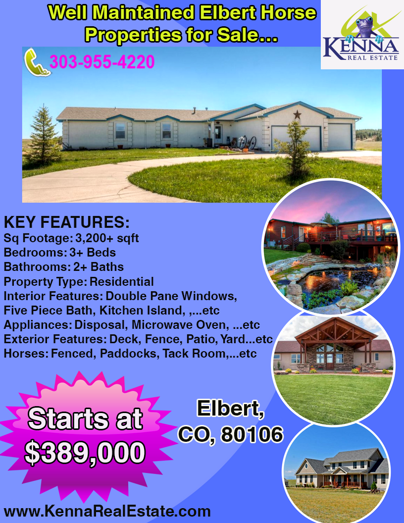 Well Maintained Elbert Horse Properties for Sale…