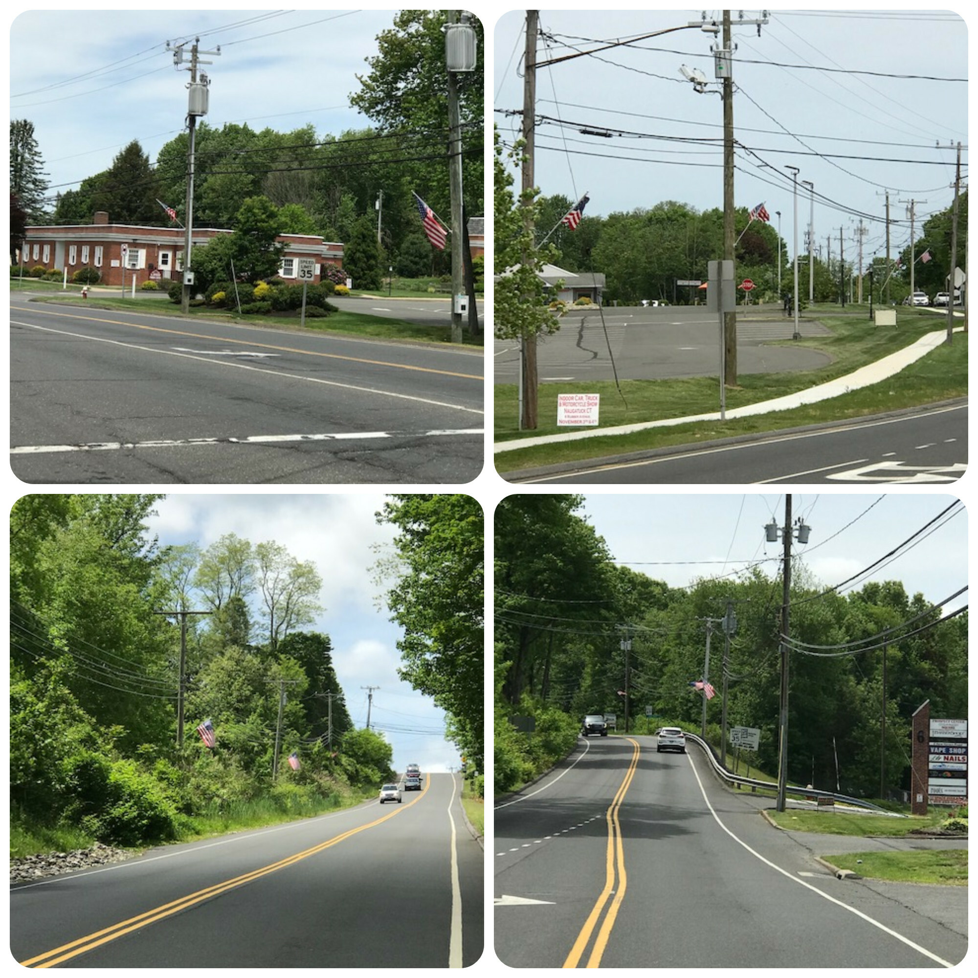 Prospect CT Center Decorated with Flags