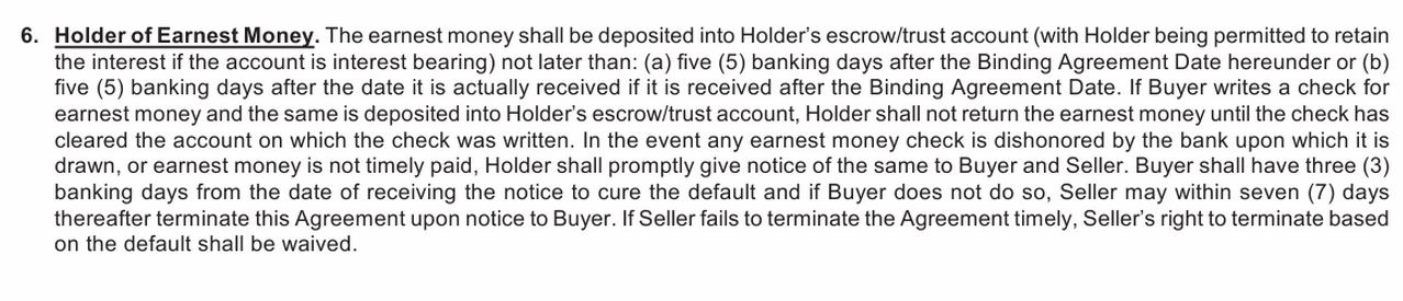 What happens to a buyer's Earnest Money in