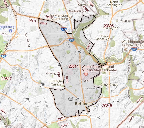 20814 Zip Code Map Home Values in 20814 Bethesda MD August 2017