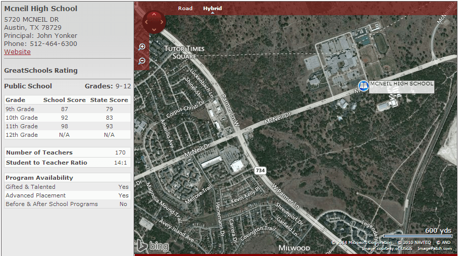 Campus Map Mcneil High School Homes near McNeil High School in Austin Texas