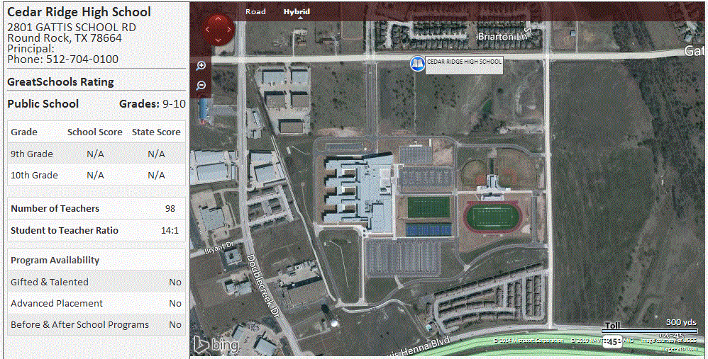 Cedar Ridge High School Map Homes near Cedar Ridge High School in Round Rock Texas