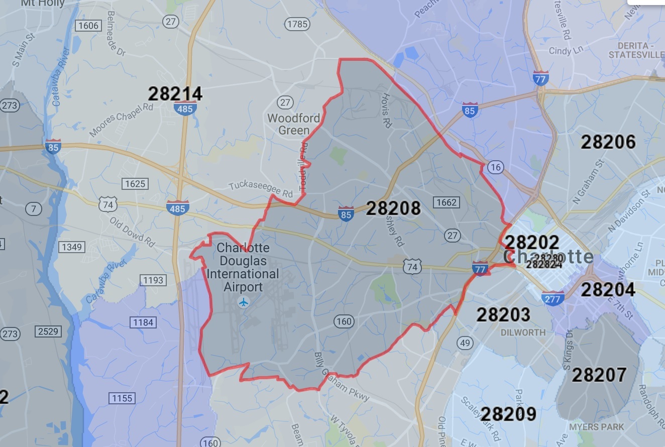 Zip Code Map Of Charlotte Nc 28 Charlotte Zip Codes Map Maps Database Source