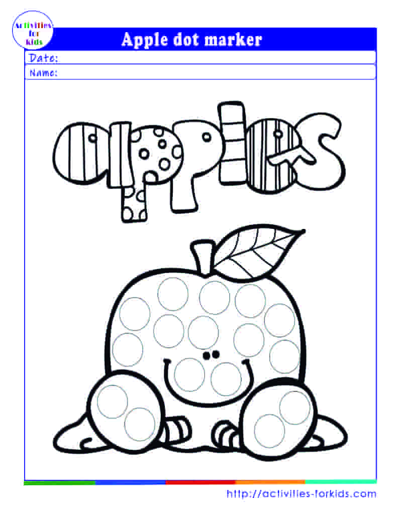 Apple dot marker kindergarten free printable