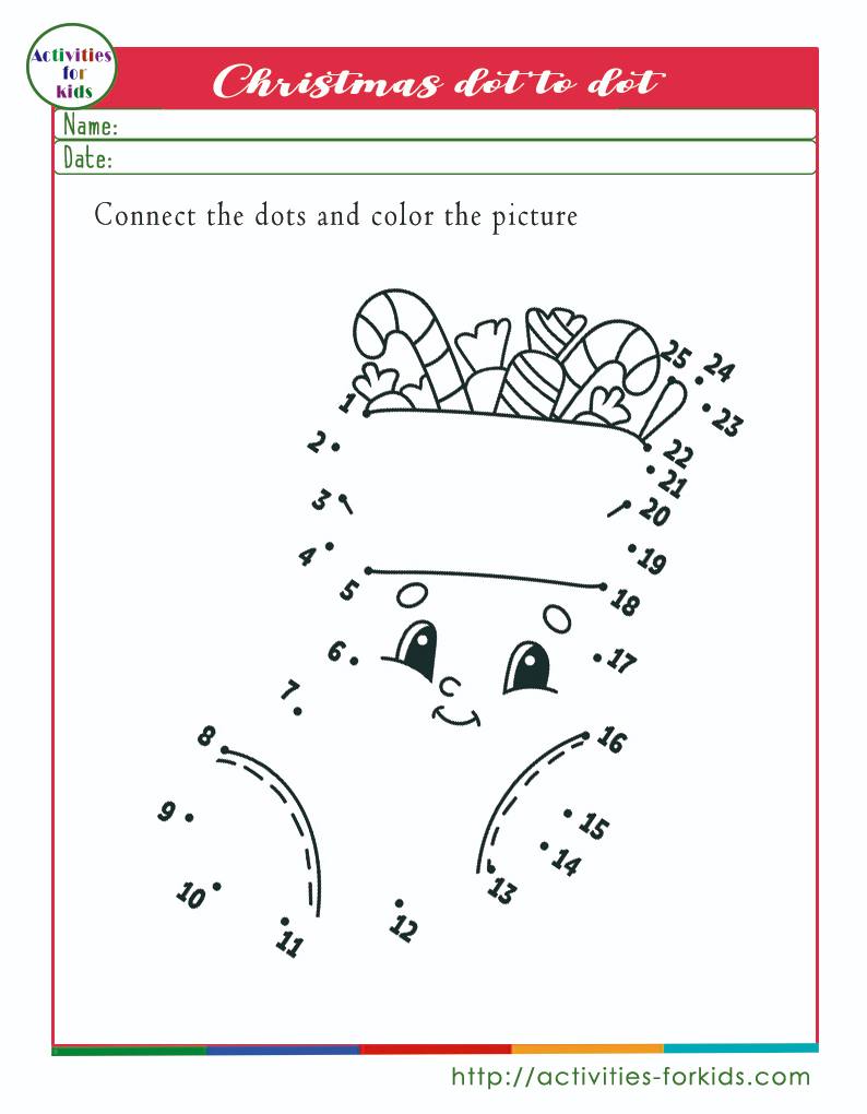 Free Printable Christmas Dot to Dot worksheets