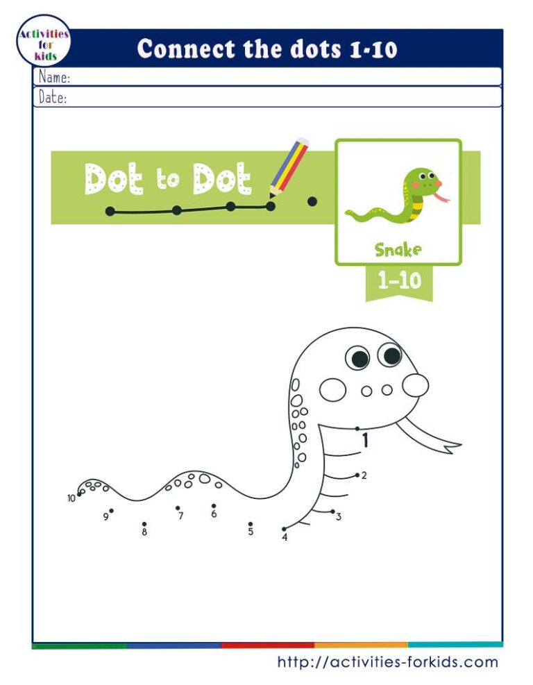 Dot to dot numbers 1-10 worksheets free printable