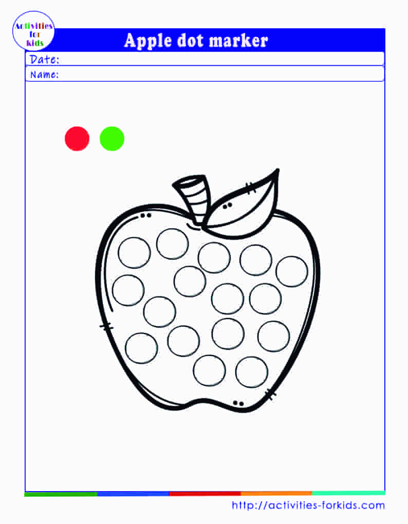 Apple dot marker kindergarten free printable