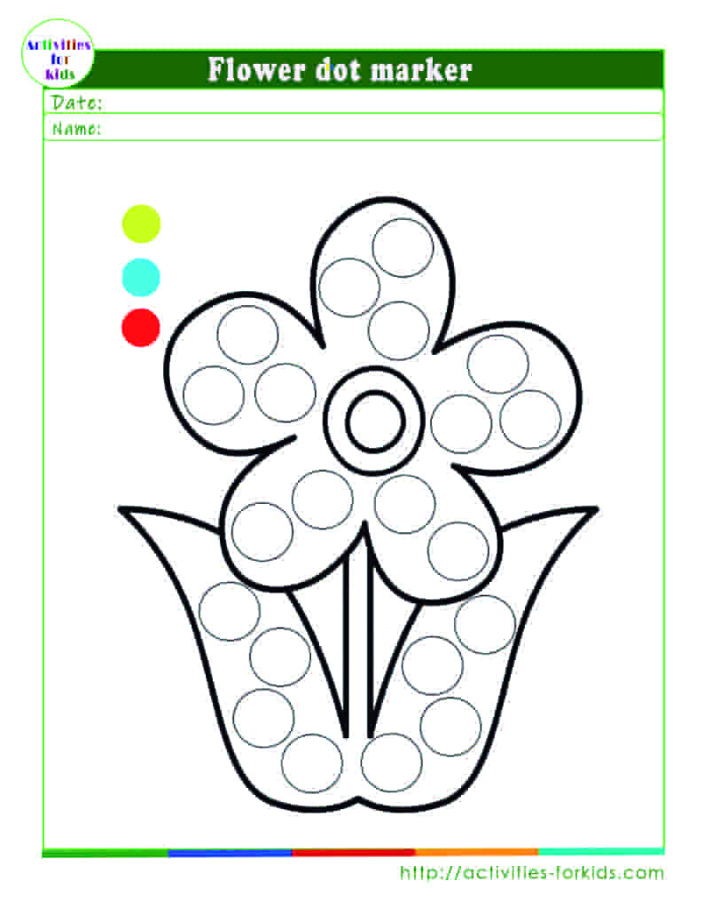 Flower dot marker activity sheets printable