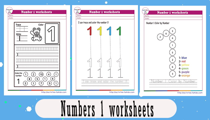 Number 1 worksheets free printable
