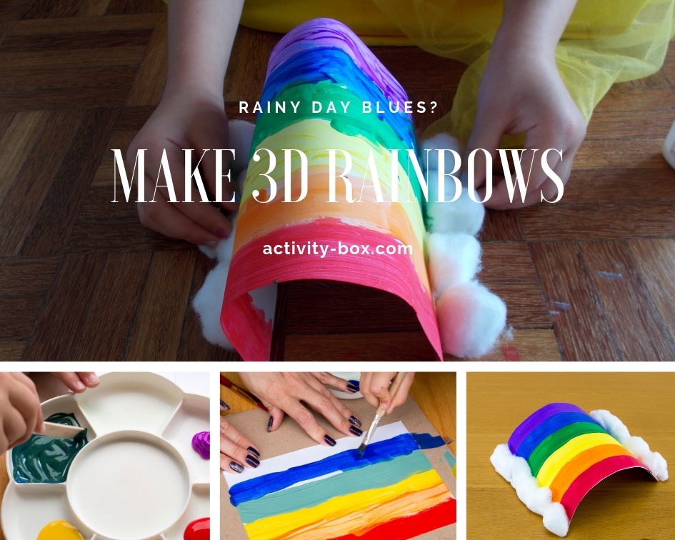 Fun rainbow art and crafts activity for kids on a rainy day