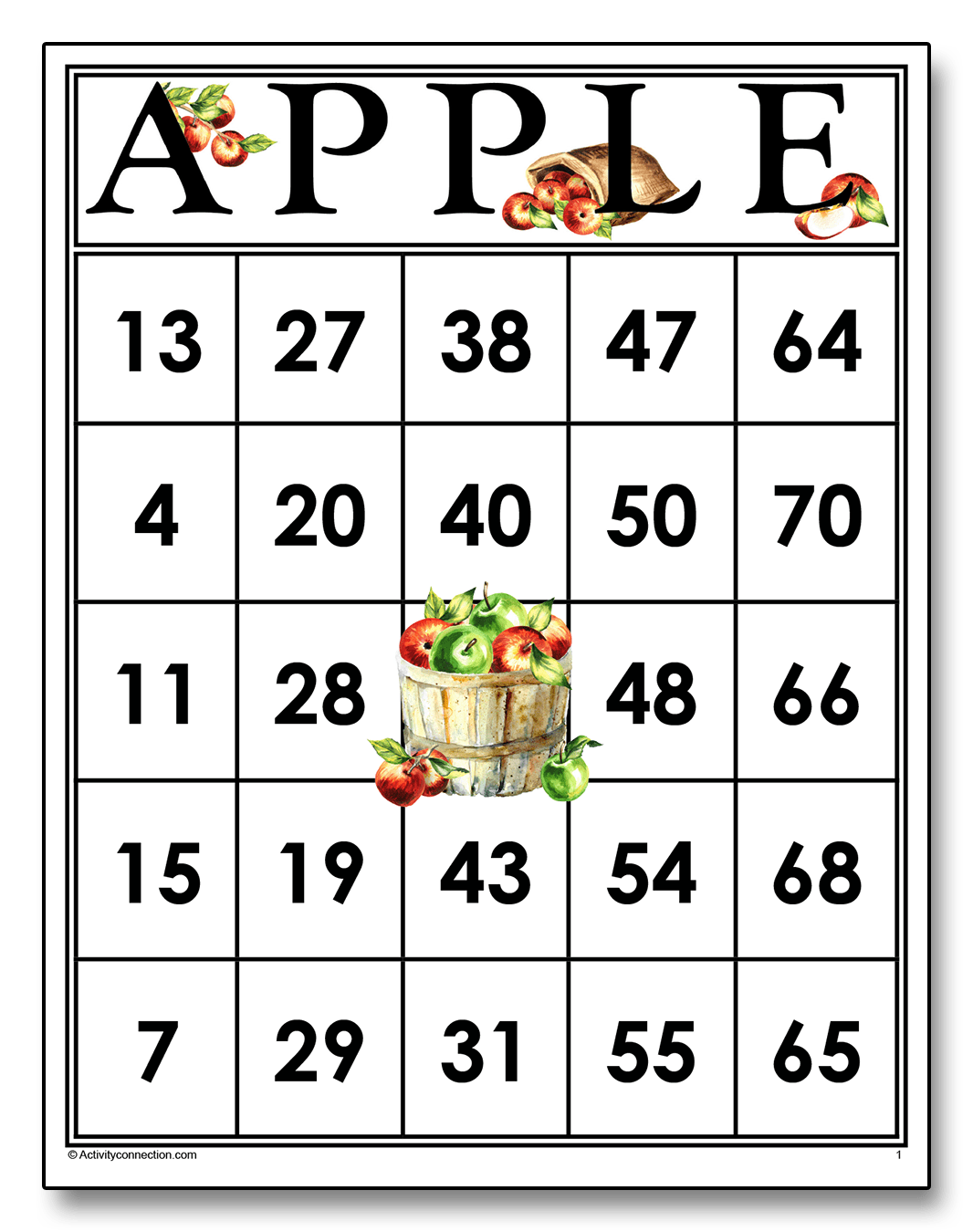 APPLE Bingo Cards (Printable) Marketplace