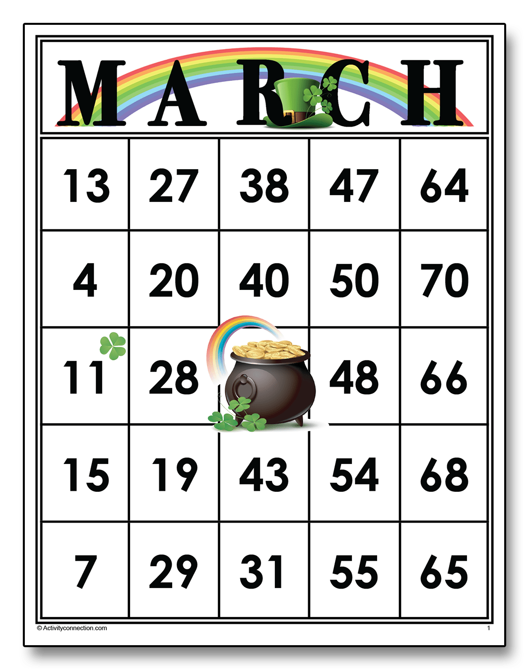MARCH Bingo Cards (Printable) Marketplace