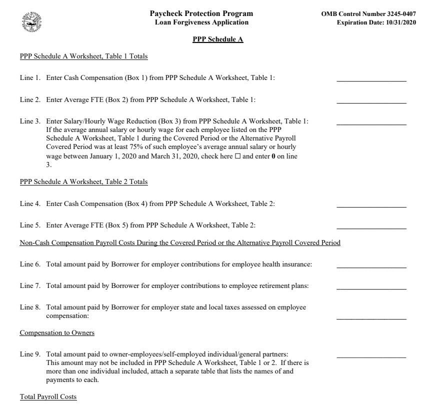 Paycheck Protection Program Loan Application