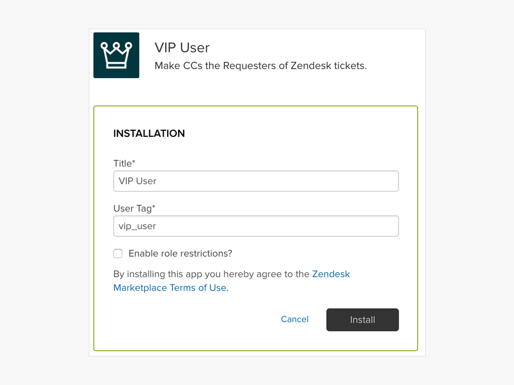 VIP User App Integration with Zendesk Support