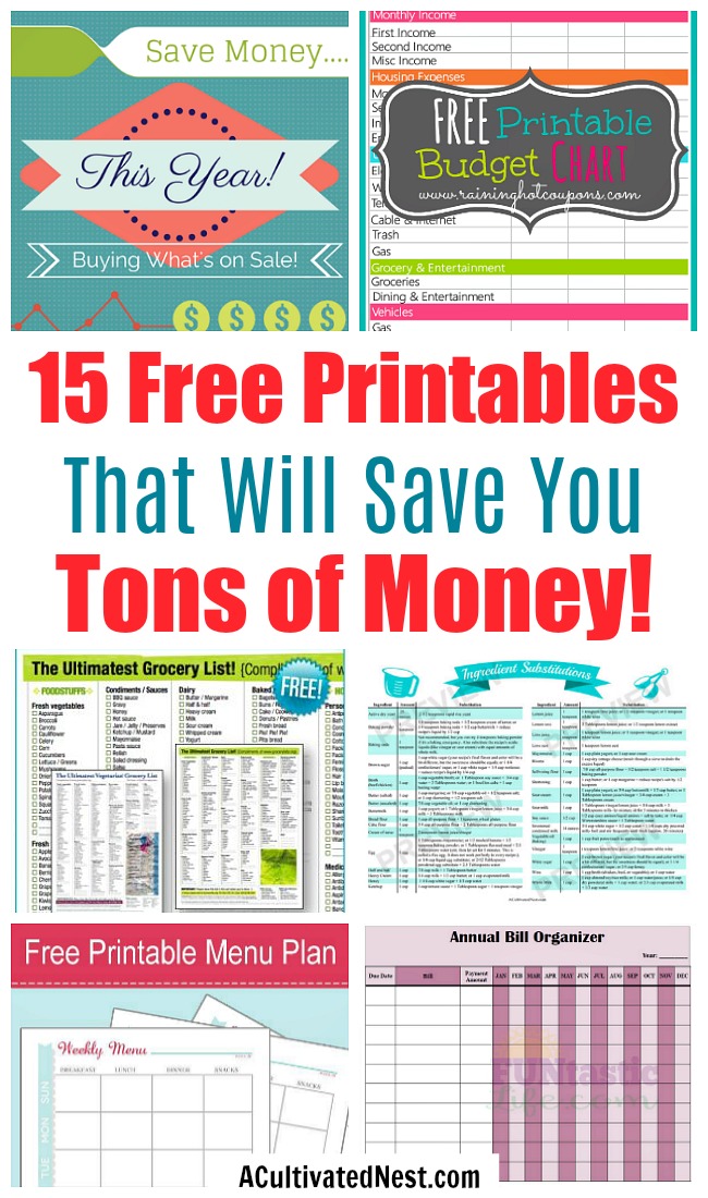 10 Free Printables to Save You Money + 5 More A Cultivated Nest