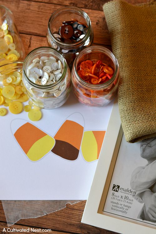 Cute Candy Corn Fall Button Craft and Free Printable
