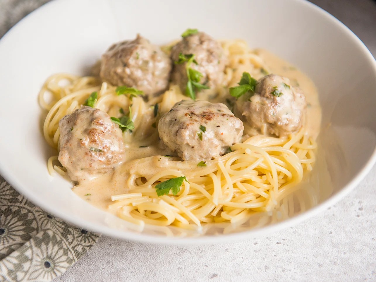 Fresh Herb Meatballs with Delicious Creamy Sauce A Cup Of Cream