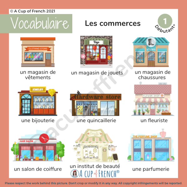Commerces en français A Cup of French