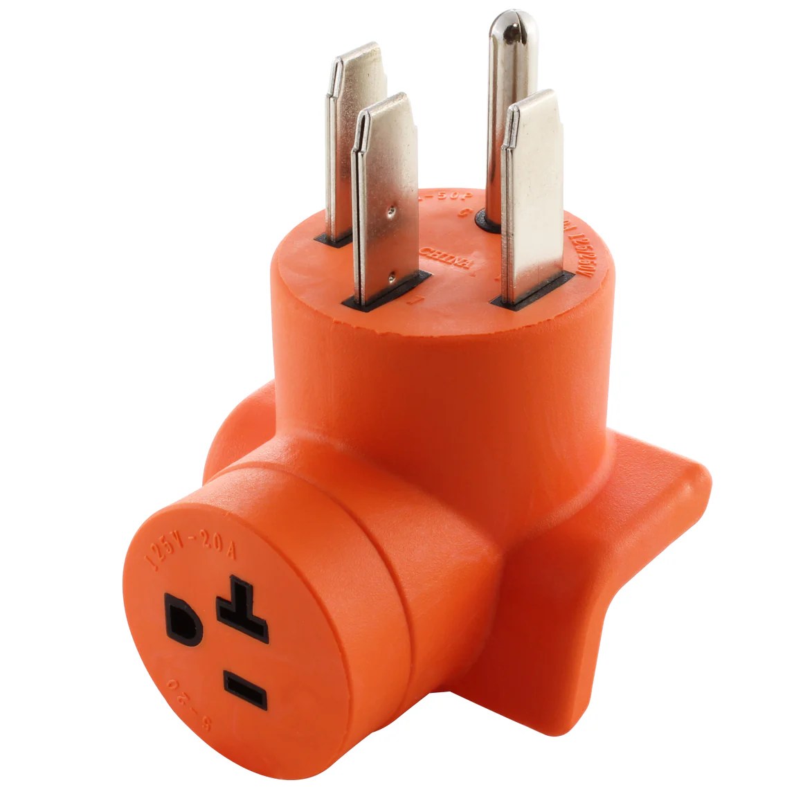 AC WORKS® 1450P 50A Range/RV/ Generator Plug to 20A Household Adapter