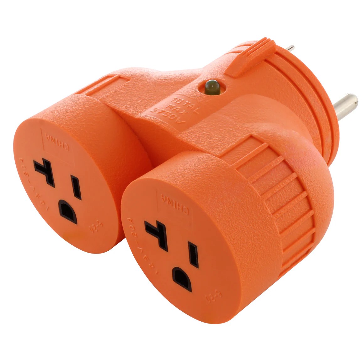AC WORKS® RV/Generator VDUO Adapter TT30P RV plug to 2 house outlets
