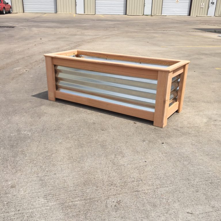 Cedar Corrugated Tin Rectangular Planter Box A&D