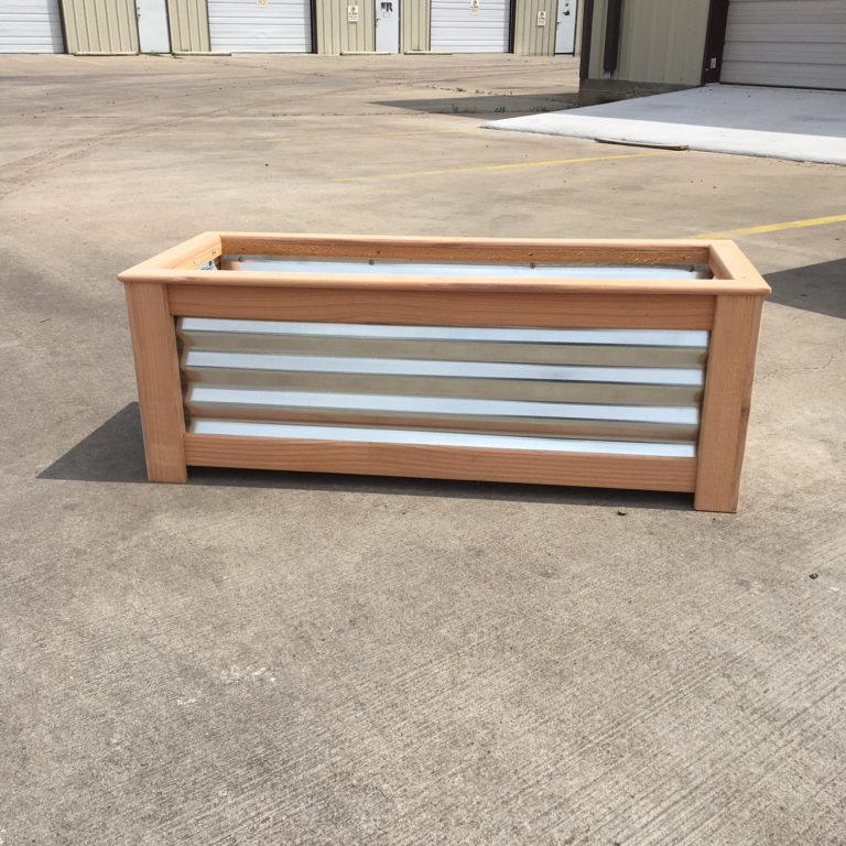 Cedar Corrugated Tin Rectangular Planter Box A&D