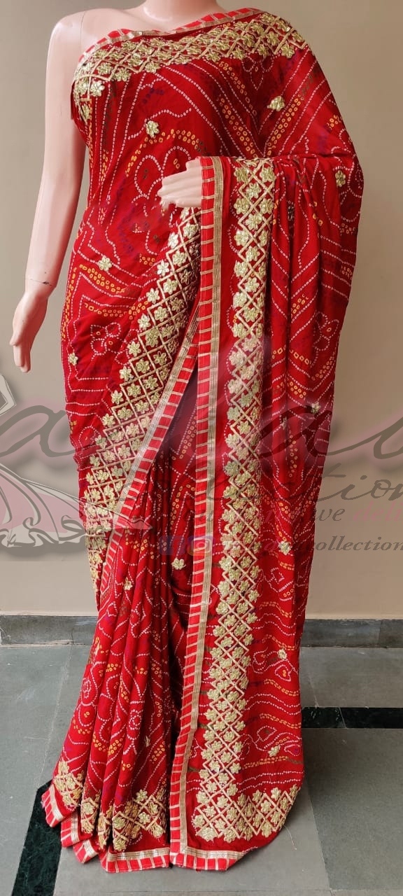 Marwadi Chunri Pila Gotapatti border Sarees Adaa Collections
